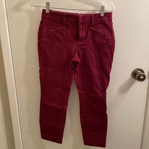 GAP burgundy signature skinny ankle pants